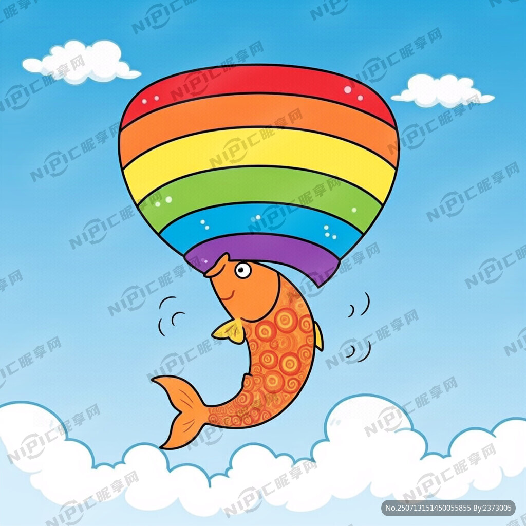 鱼和龙卷风形成卡通标志