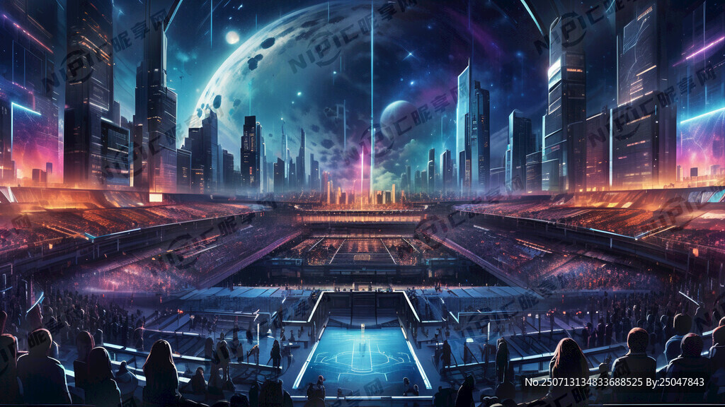 星空 赛博朋克球场 不要篮球框