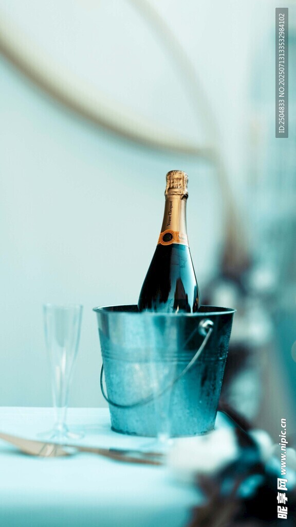 冰桶中的香槟酒瓶