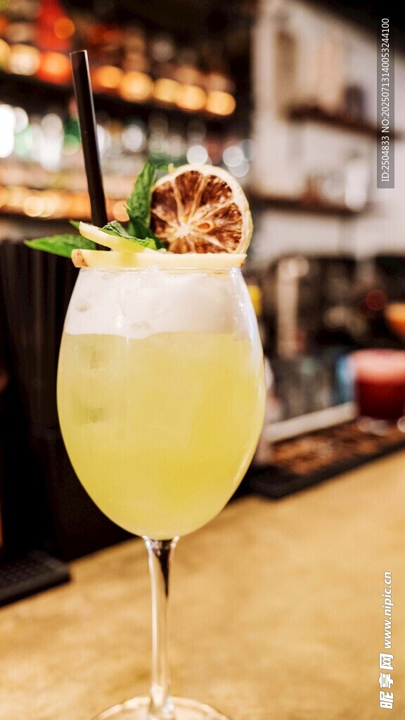 清新柠檬鸡尾酒特写