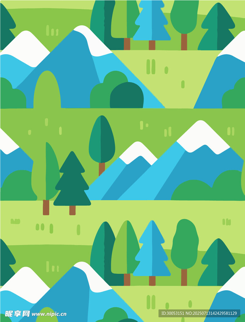清新山林风景插画