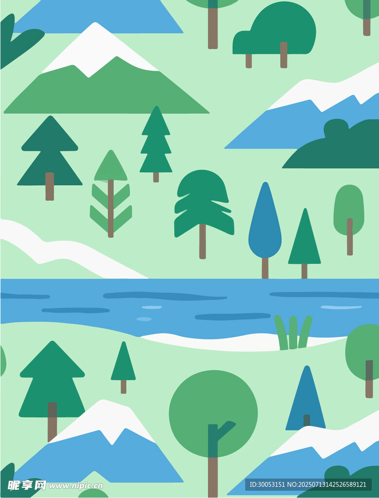 清新山林风景插画