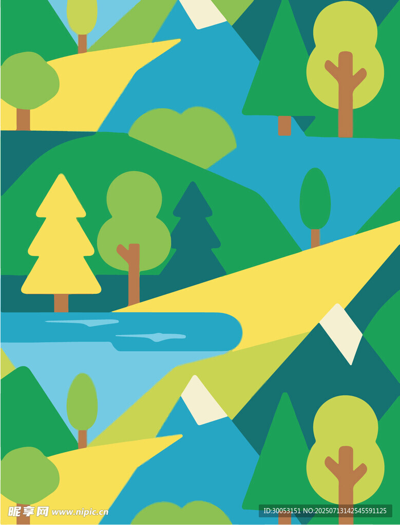 清新山林风景插画