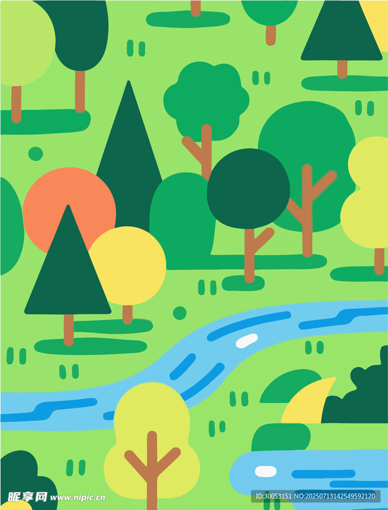 清新森林风景插画