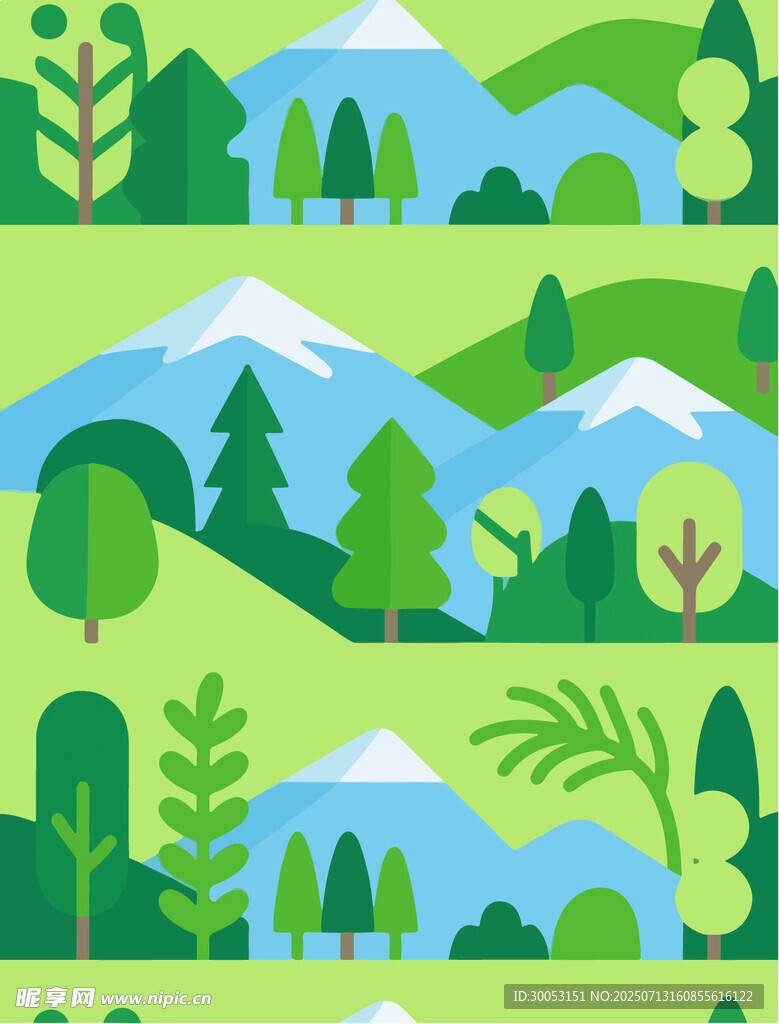 清新山林风景插画