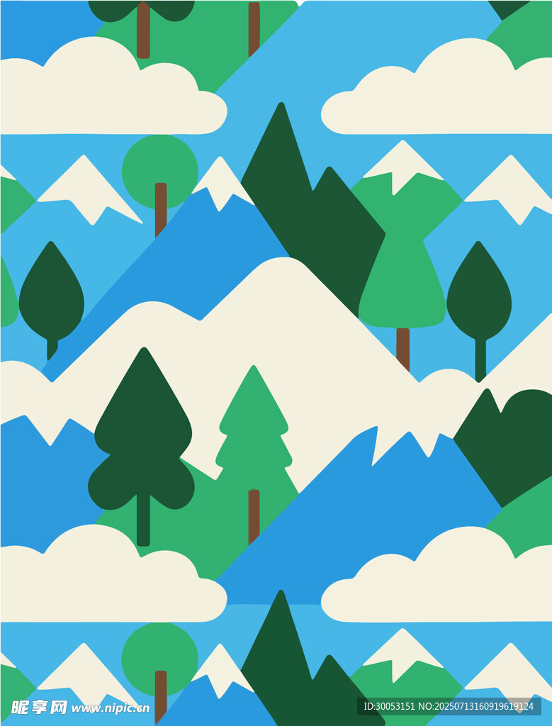 清新山林风景插画背景