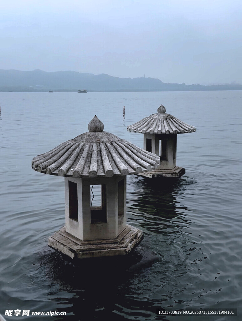 西湖 水上古亭  静谧湖景