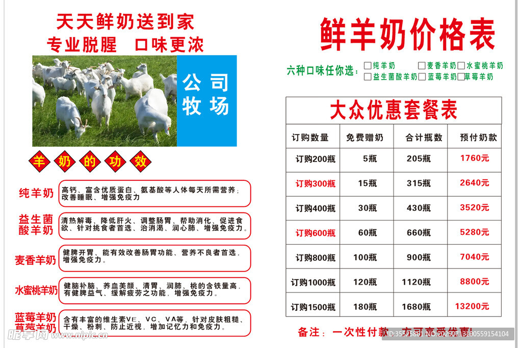 羊奶价格表