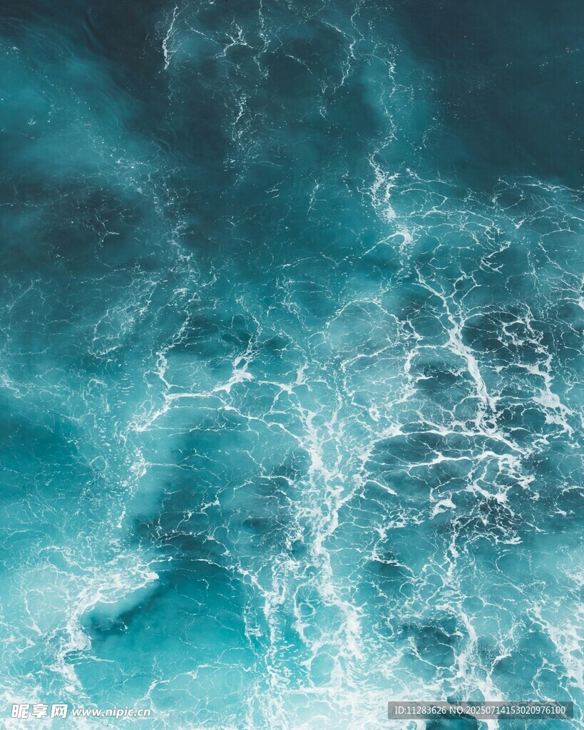 蓝色海洋波浪纹理画面
