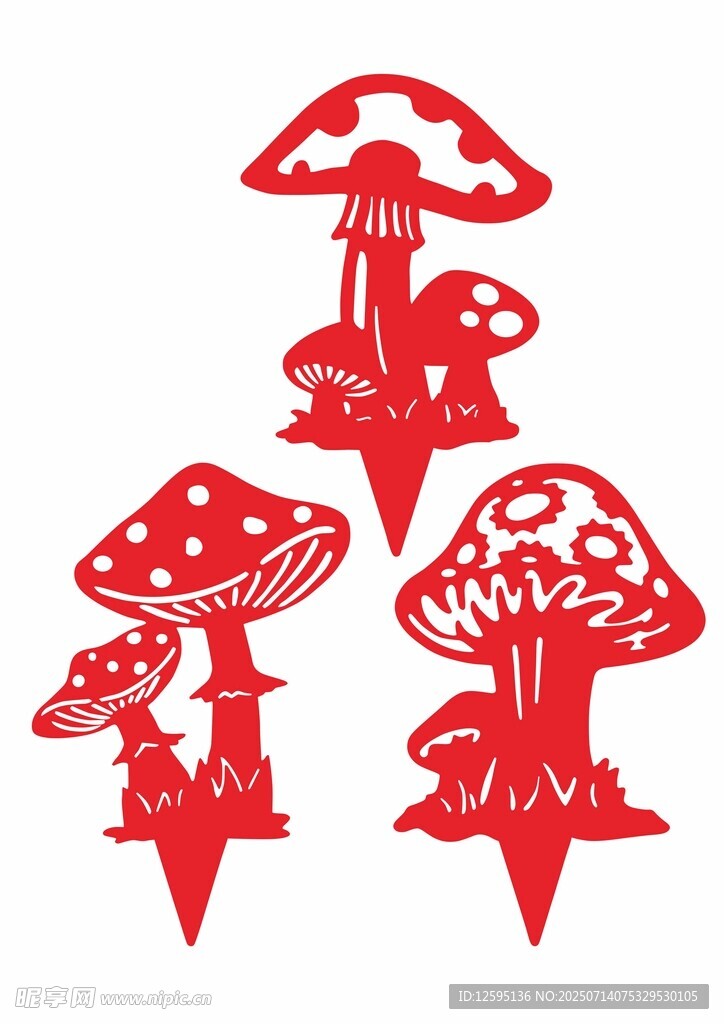 红色剪纸风蘑菇造型摆件