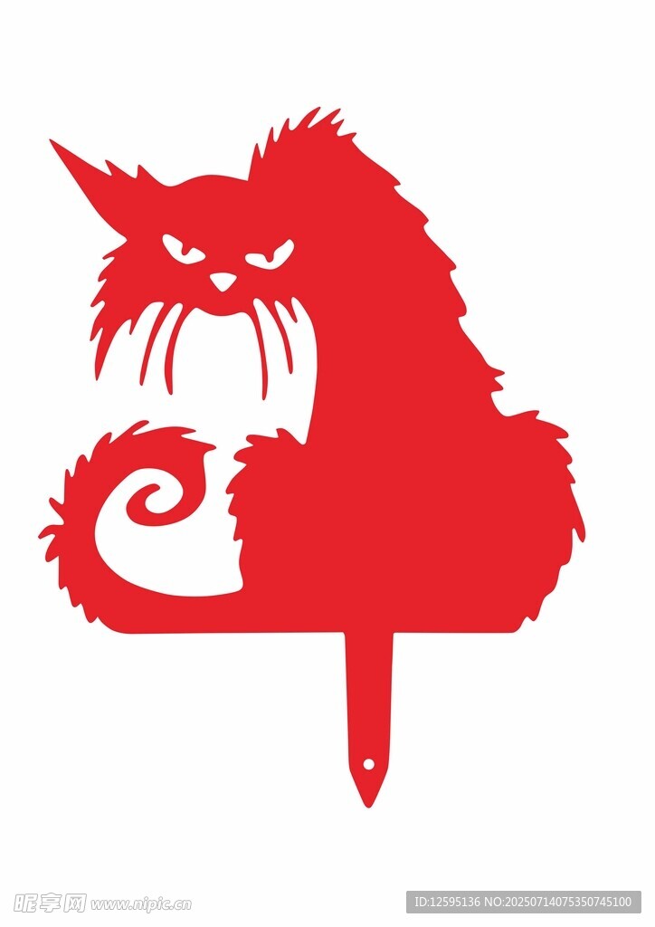 愤怒猫咪剪纸造型