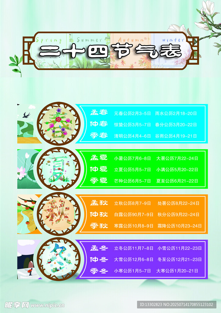 二十四节气时间表