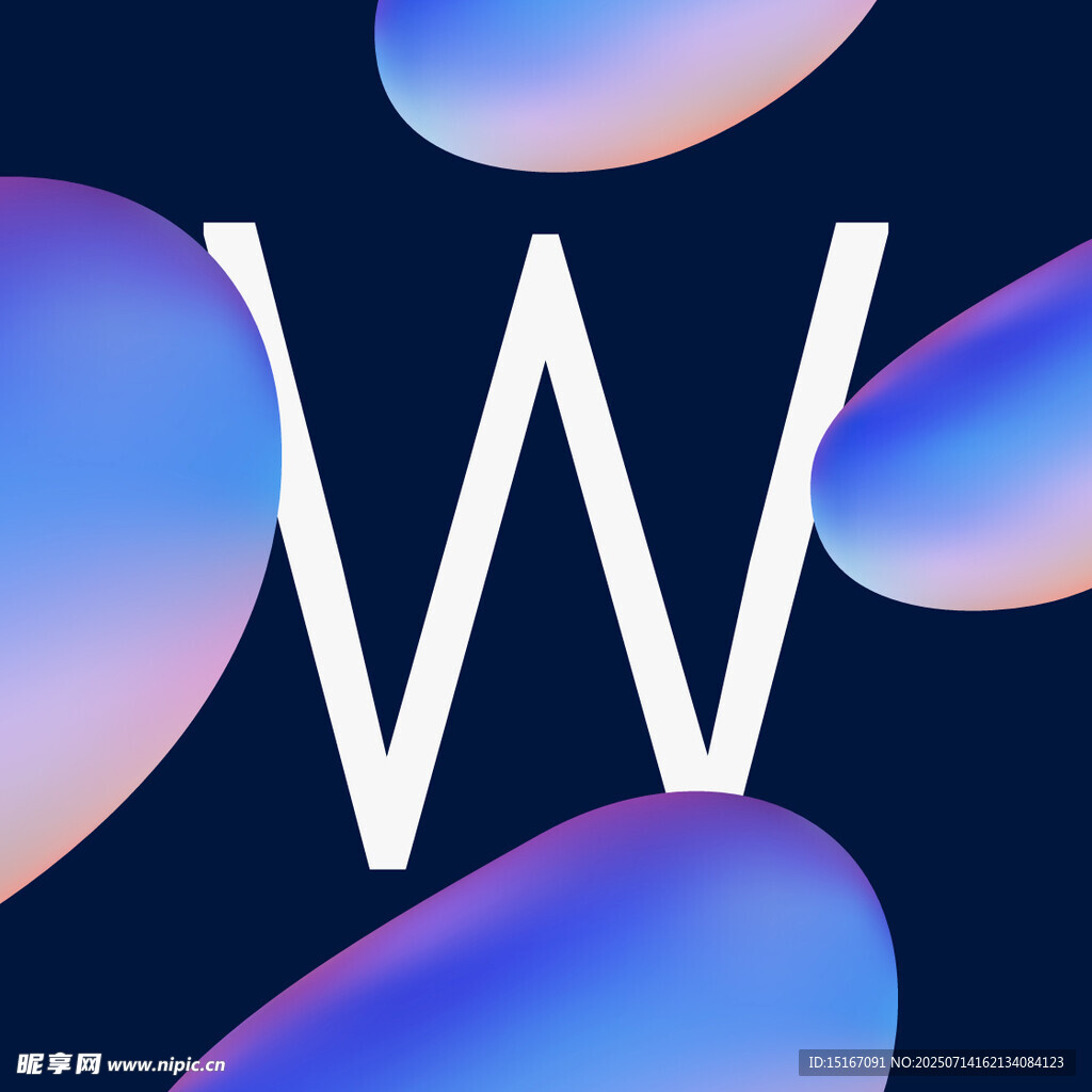 渐变背景中的字母W