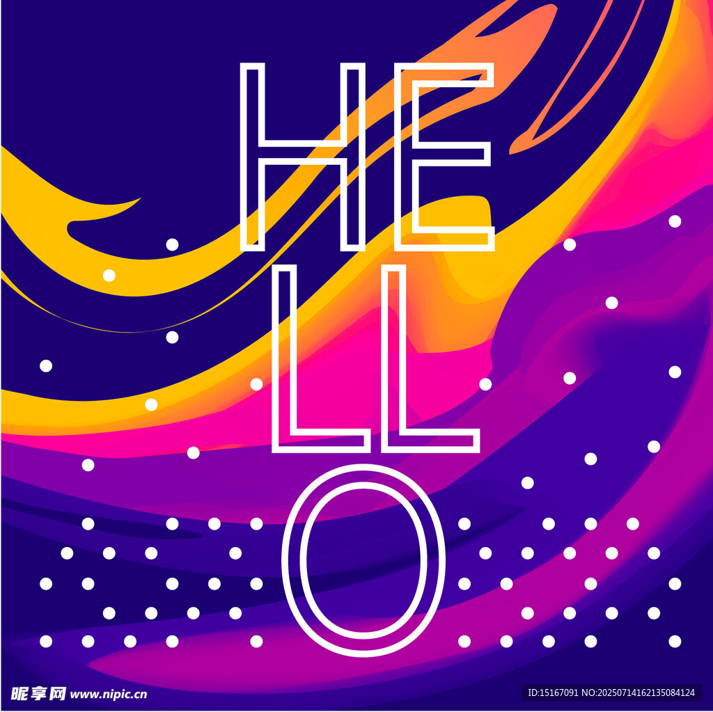 绚丽背景上的HELLO字样