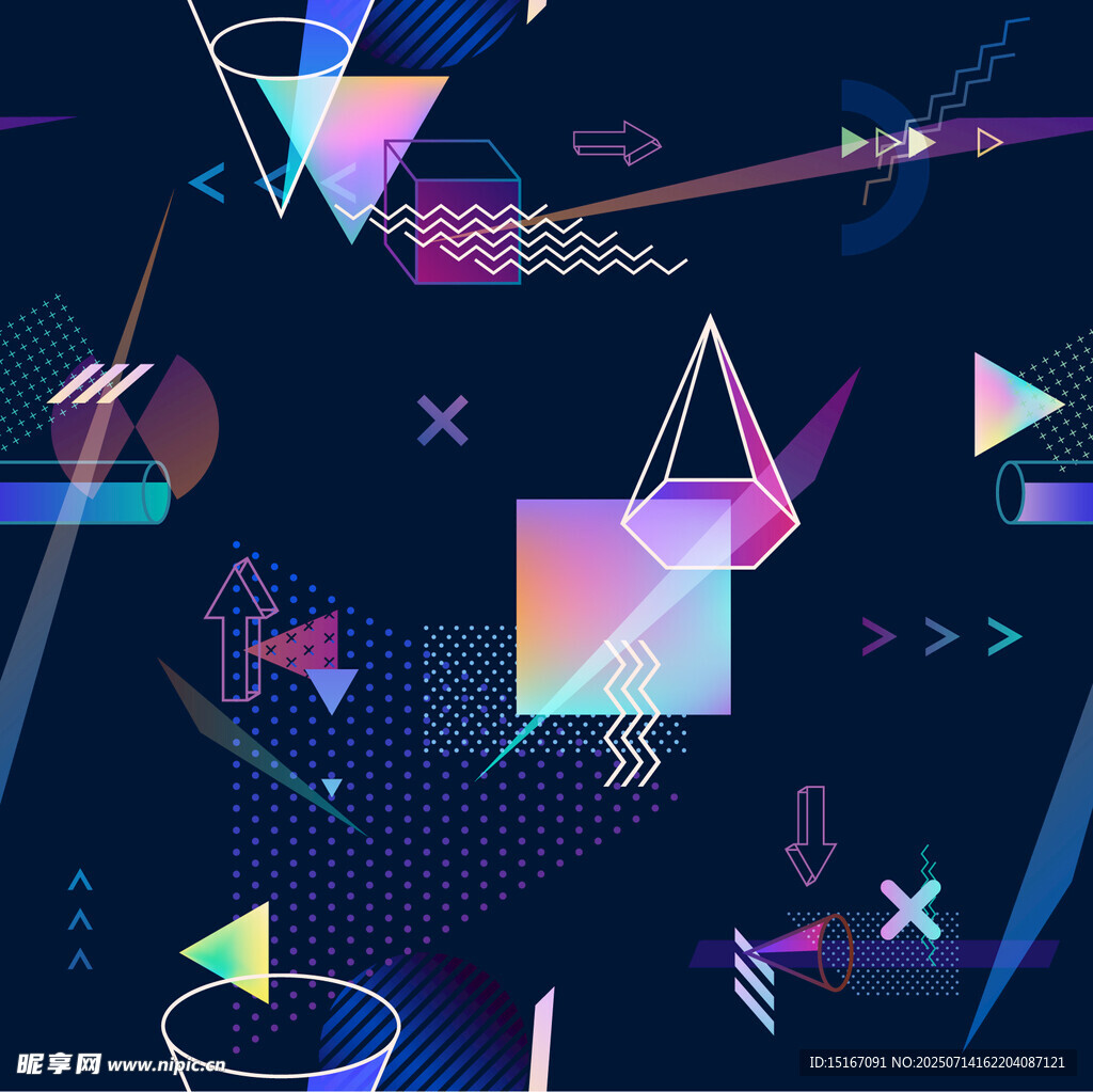 炫彩几何抽象图案背景
