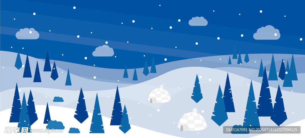 冬日雪景中的静谧松林