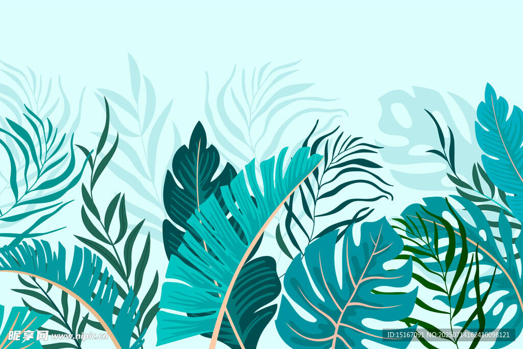 热带植物叶片背景插画