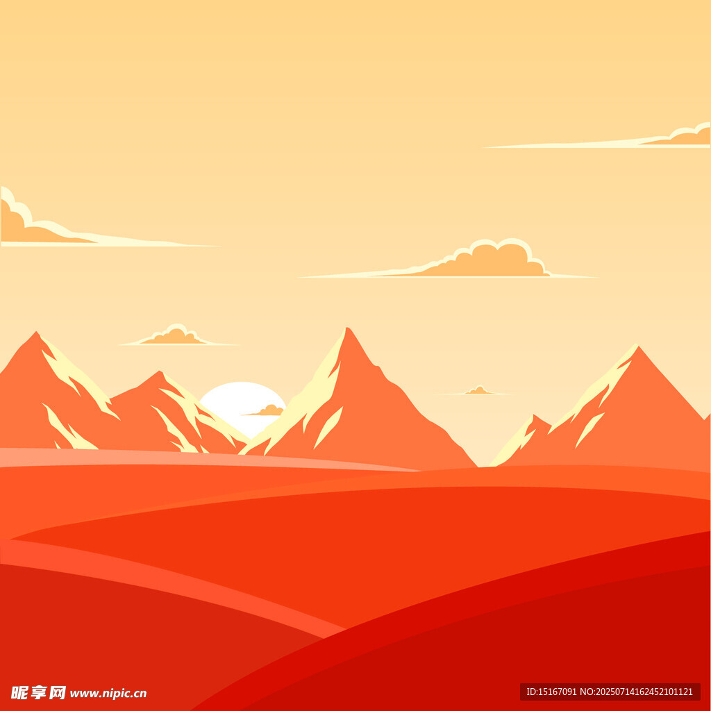 夕阳下的壮丽山脉景观