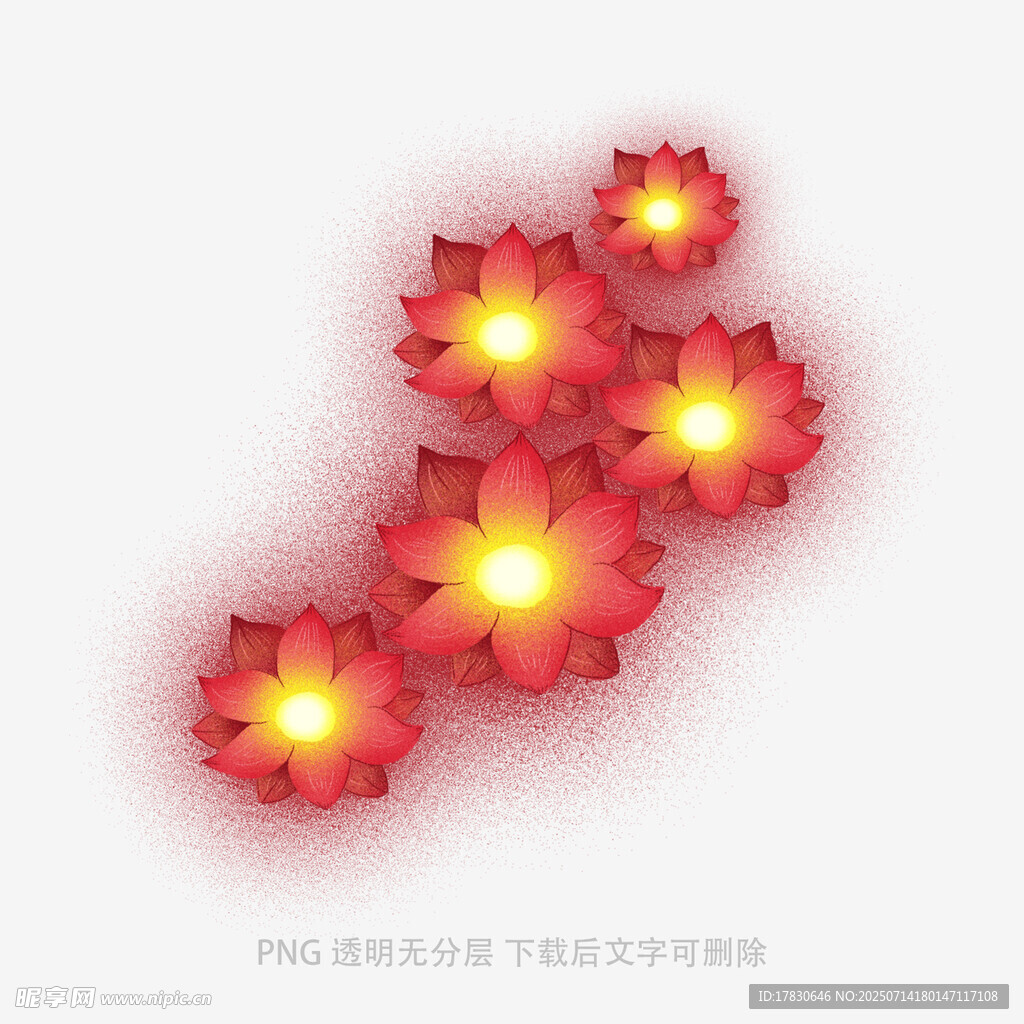 红色发光花朵图案