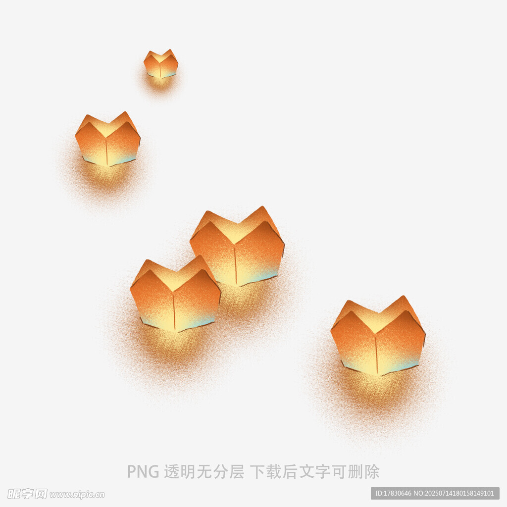 漂浮的橙色莲花灯