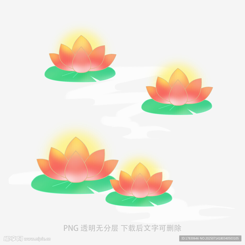水中绽放的唯美发光莲花