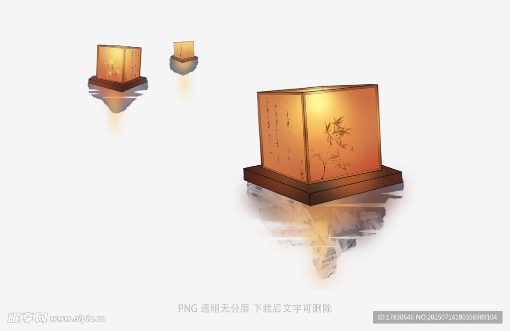 中式古风漂浮灯笼意境图