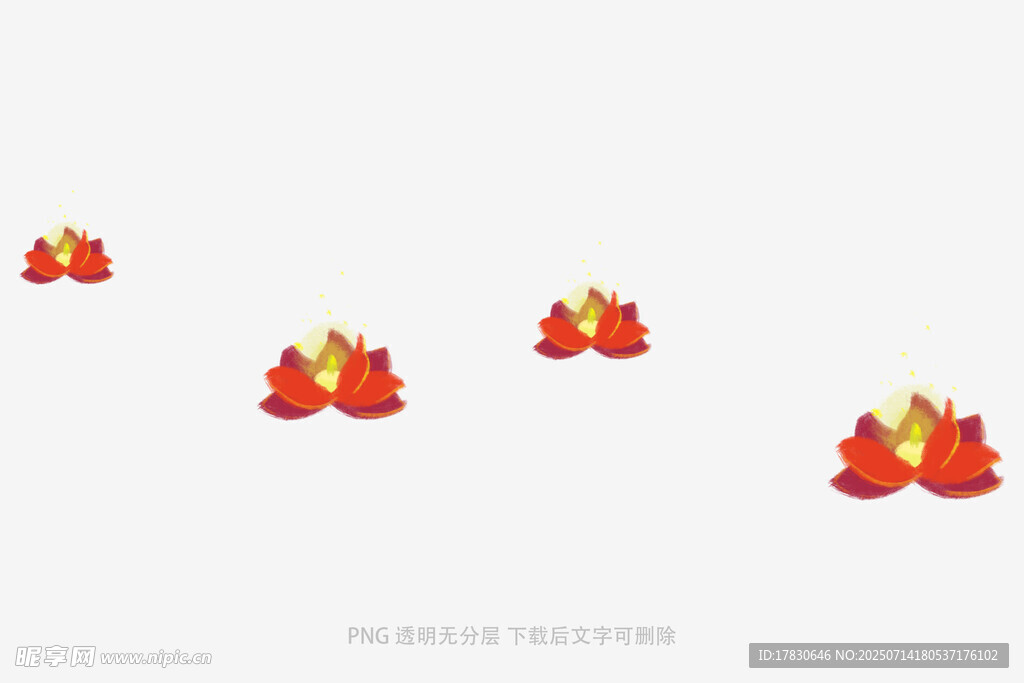 漂浮的红色莲花灯