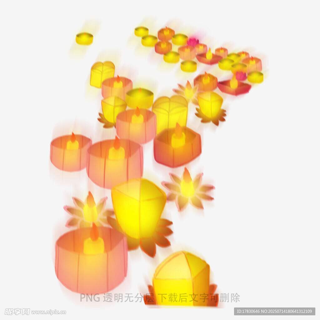 多彩灯笼花朵装饰图案
