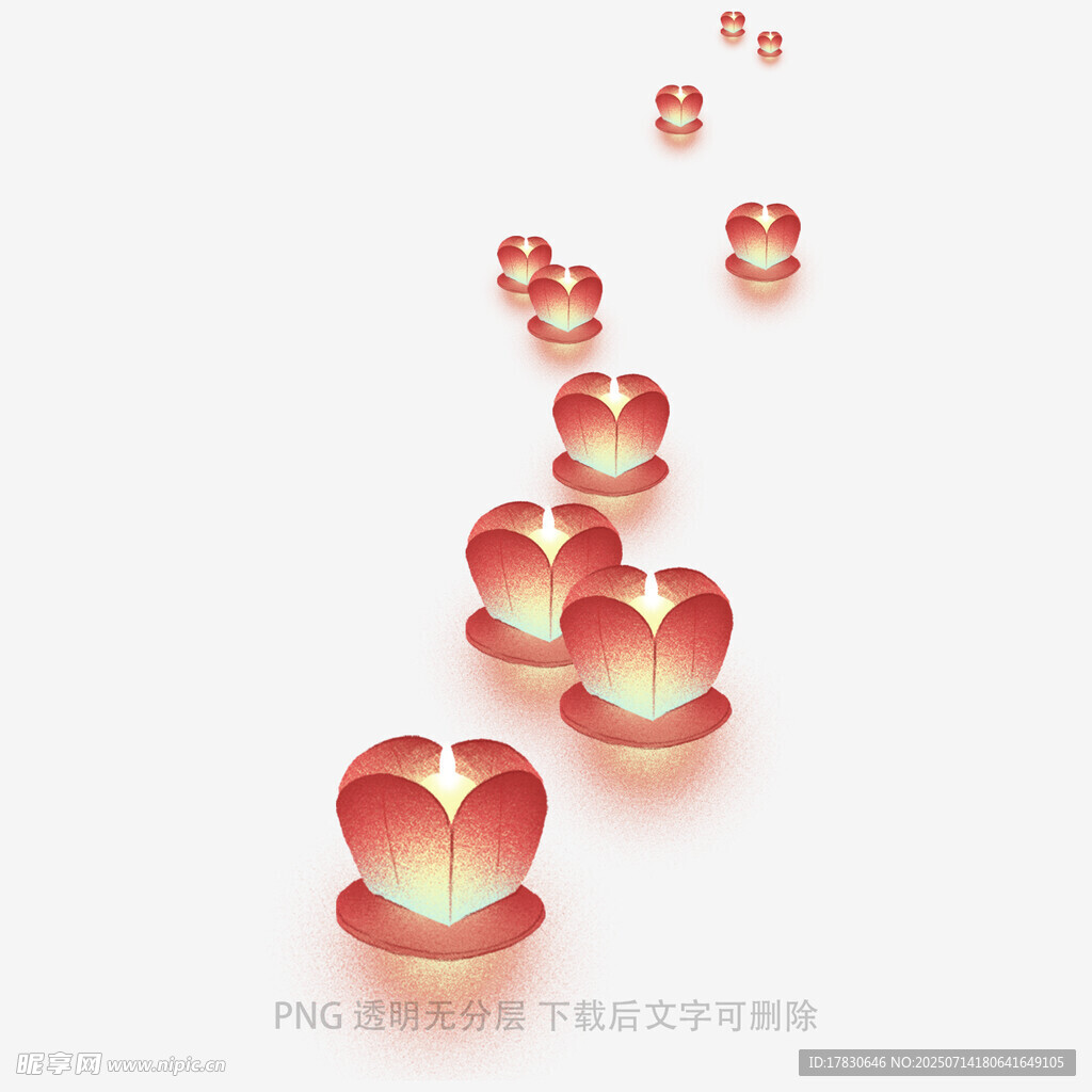 心形蜡烛排列的浪漫场景