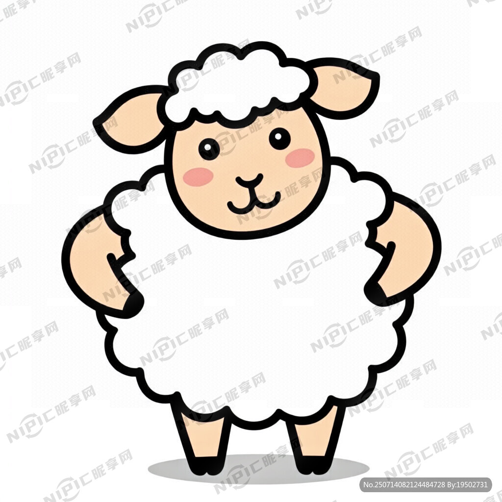 卡通人羊 强壮 微笑 特写站立