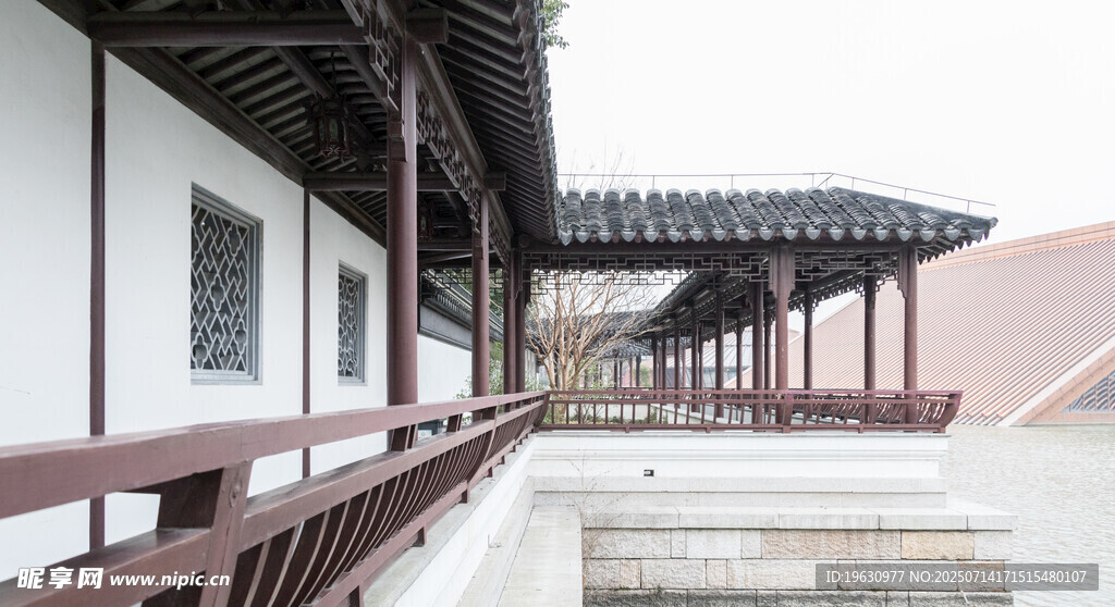 中式长廊建筑景观