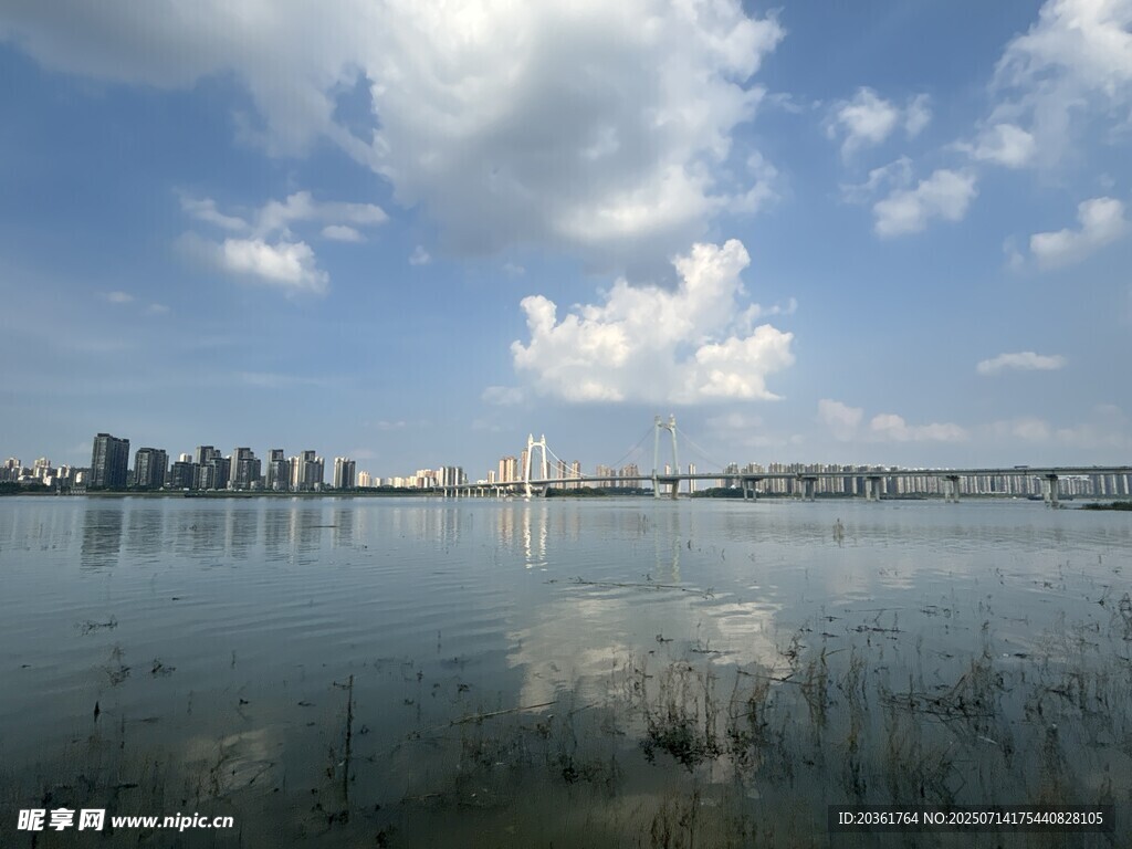 湖畔城市风光