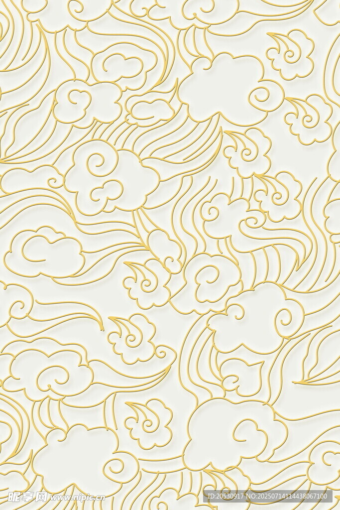 中国风海浪波浪质祥云感底纹背景