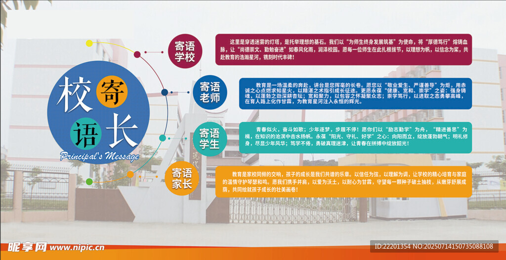 学校背景墙  校长寄语