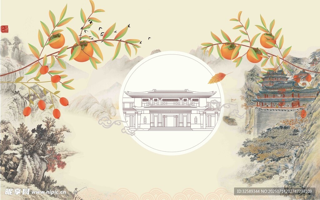 中式山水庭院美景图