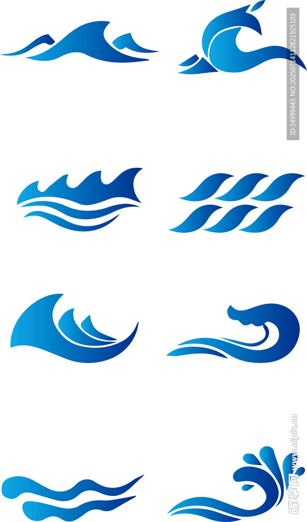 多样蓝色海浪图标设计
