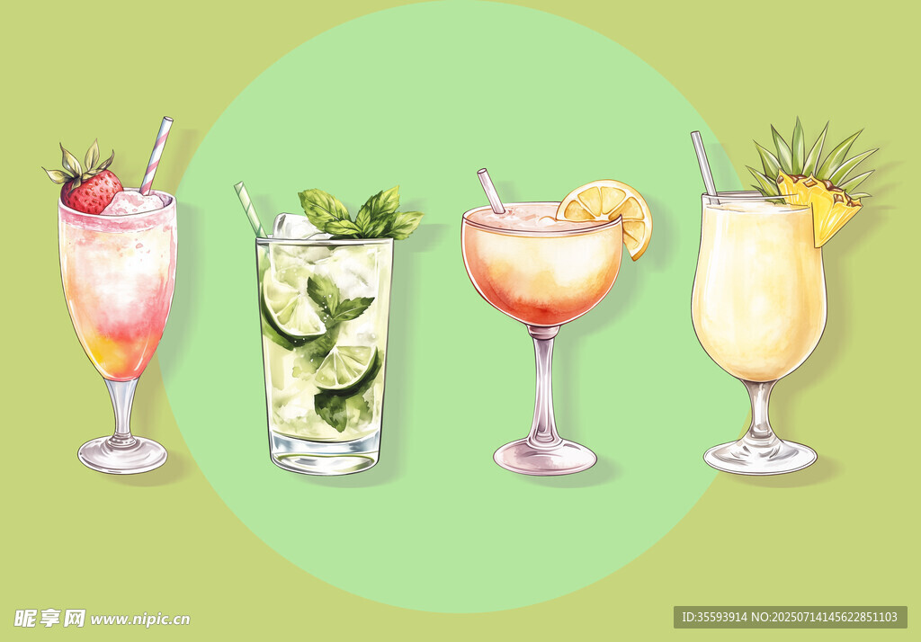 夏日鸡尾酒插图