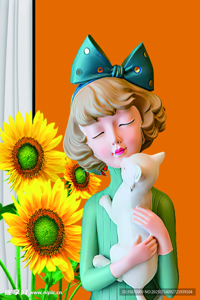 怀抱猫咪的甜美女孩