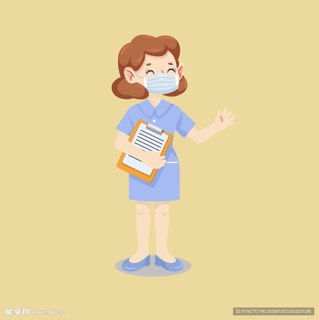 医护人员手持记录板打招呼