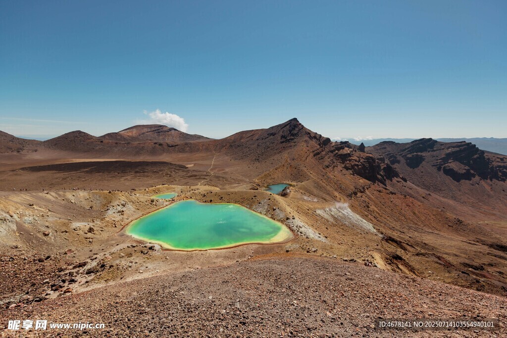 高山间的碧绿湖泊美景