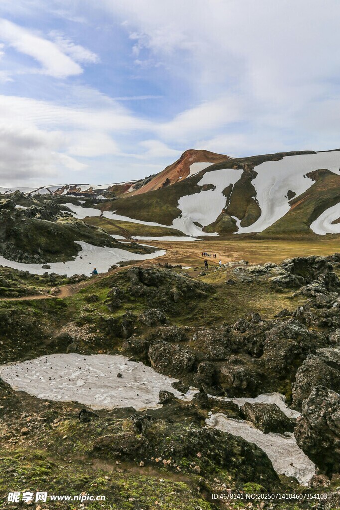 高山雪景中的多彩地貌