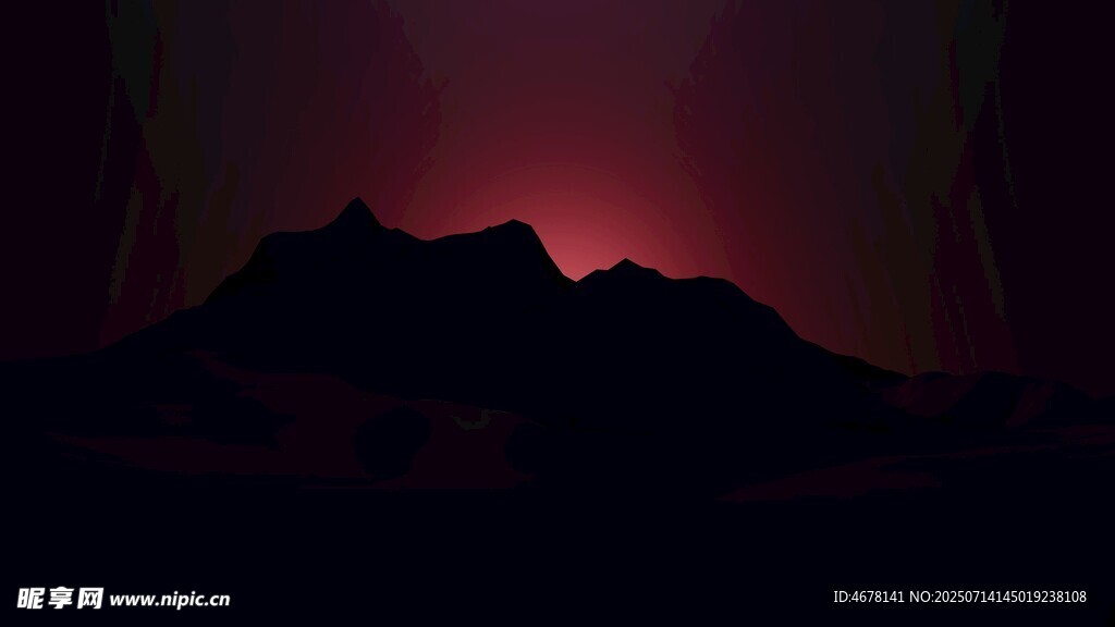 夕阳下的山峦剪影