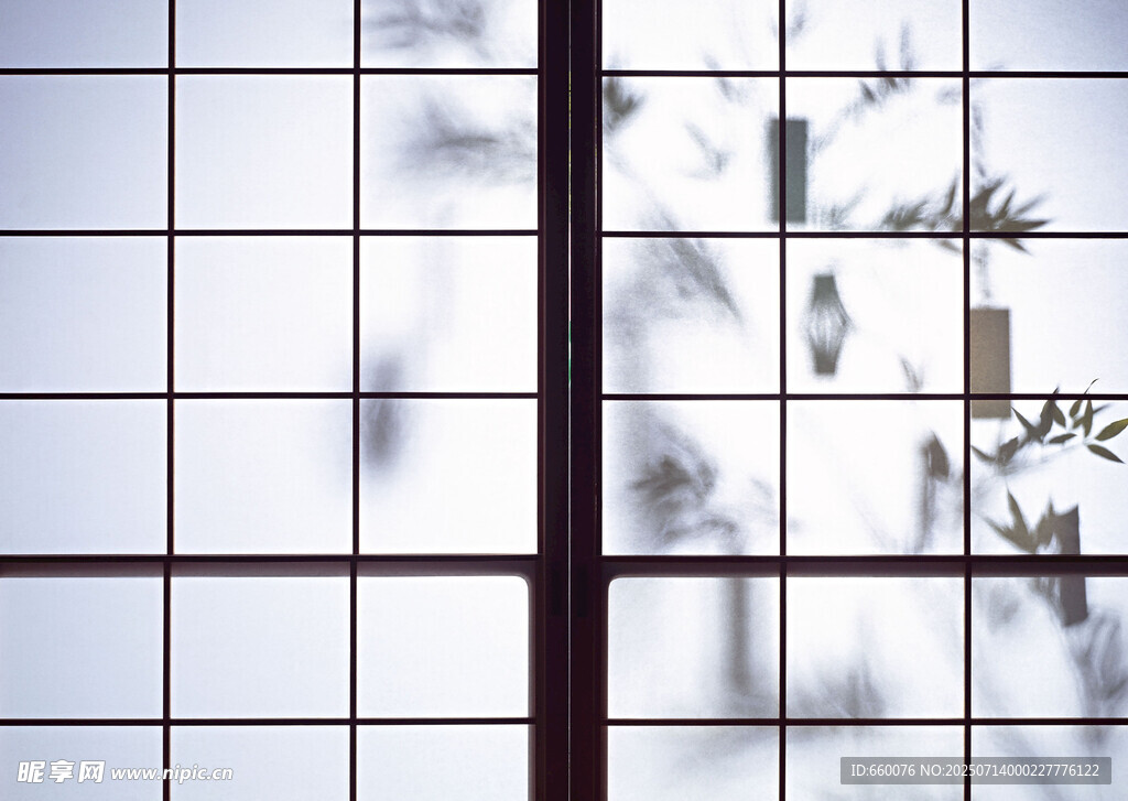 日式窗景 朦胧雪景之美
