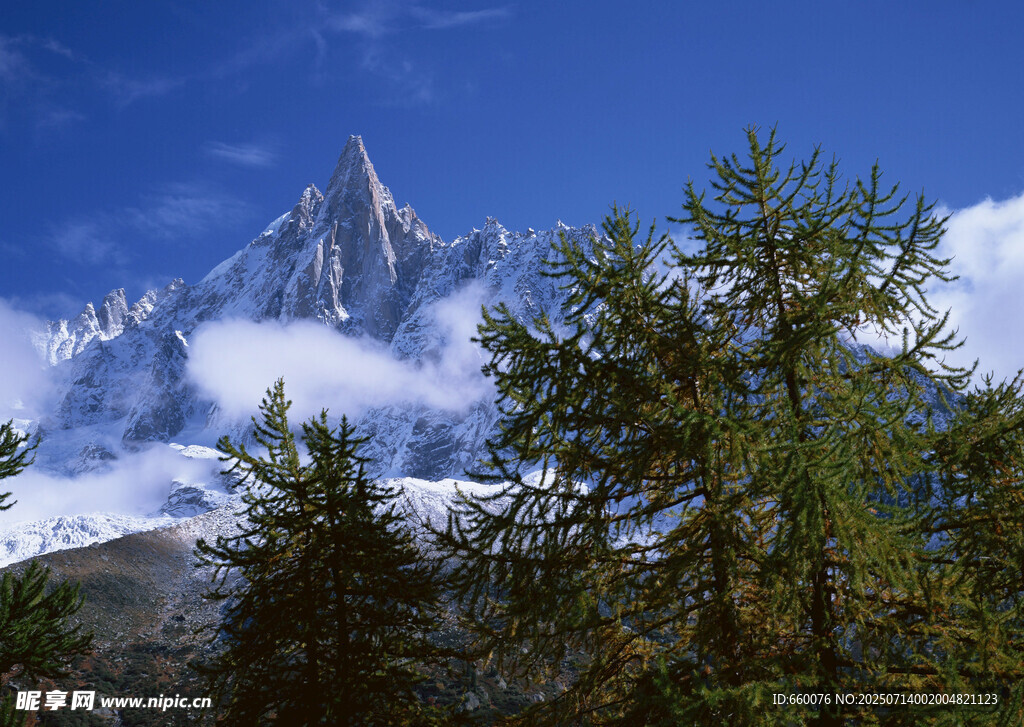 阿尔卑斯山壮丽雪峰景观