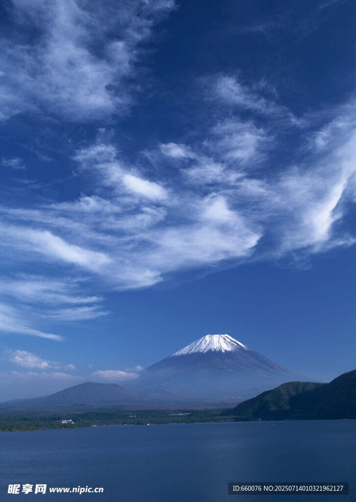 富士山湖畔的壮丽风光