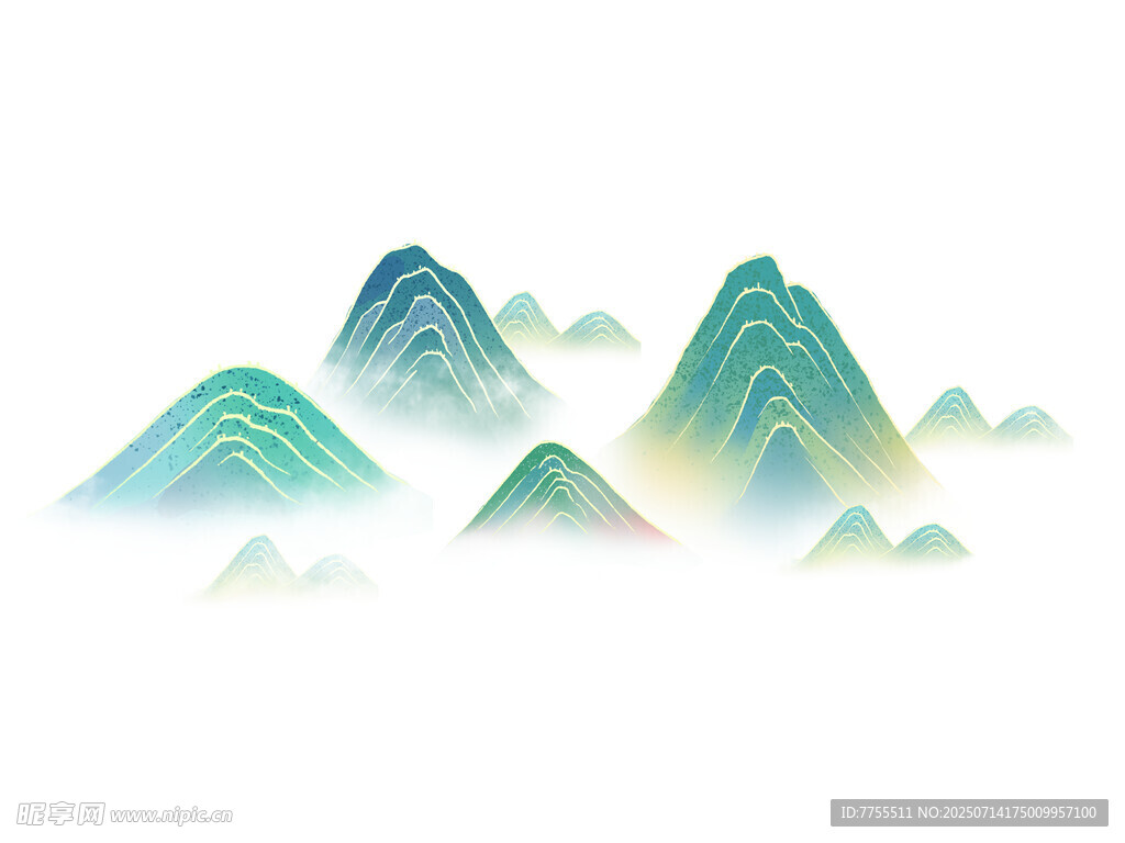 水墨群山  云雾缭绕之景