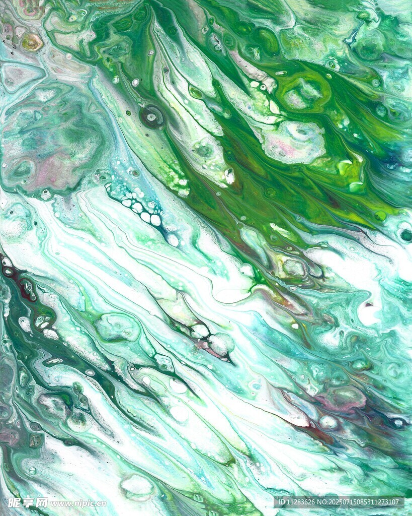 梦幻绿调抽象流体艺术画面