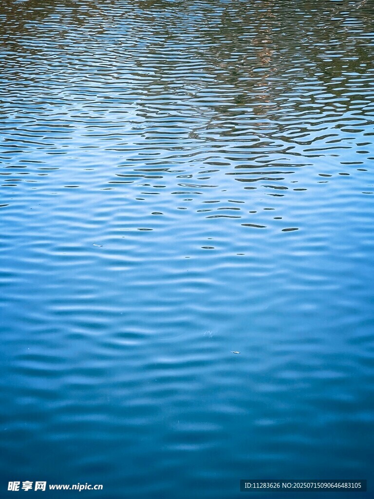 平静水面的蓝色波纹景象