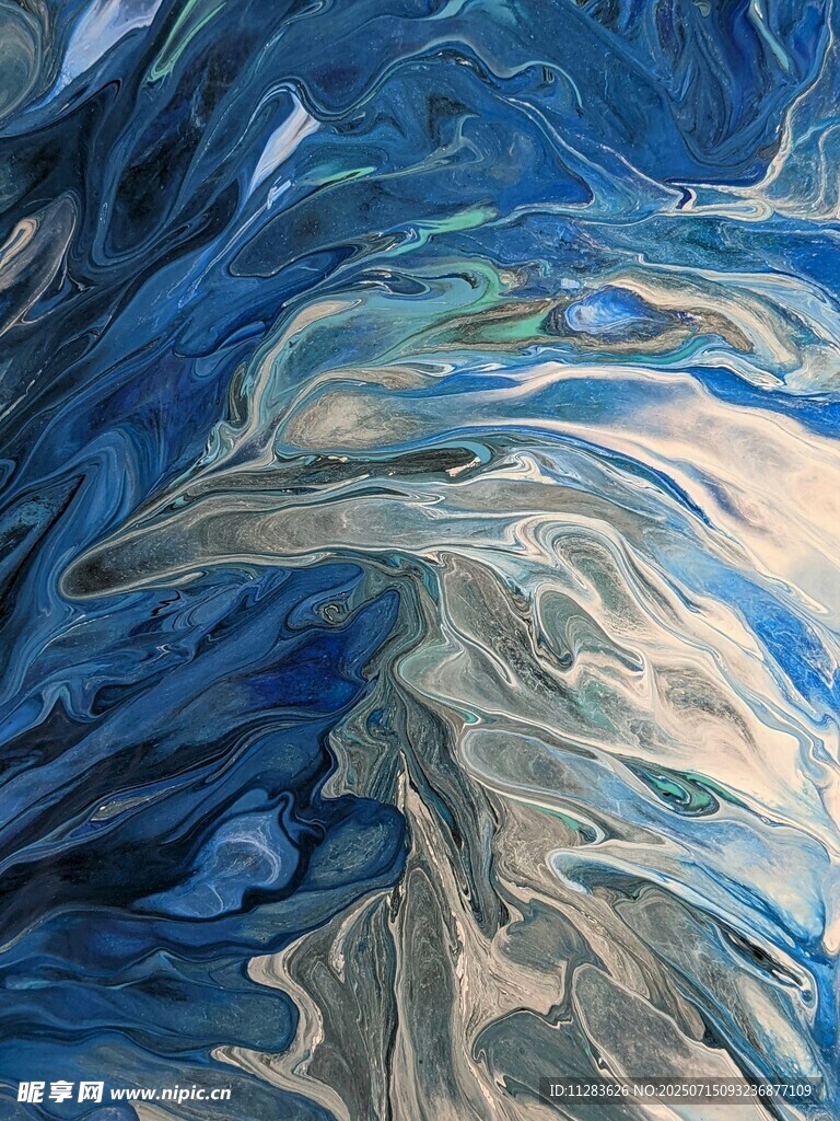 抽象蓝色流动艺术纹理