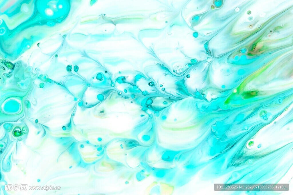 梦幻蓝绿抽象流体纹理